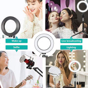 BOTC - Selfie LED Ring Lamp - 26Cm / 10 inch en Telefoonhoude - Zonder Statief – Studiolamp - Ringlamp - Studiolamp - Licht om online make-up te leren - Photography -Youtube - Ins - Tik tok - flitser – Make up light –