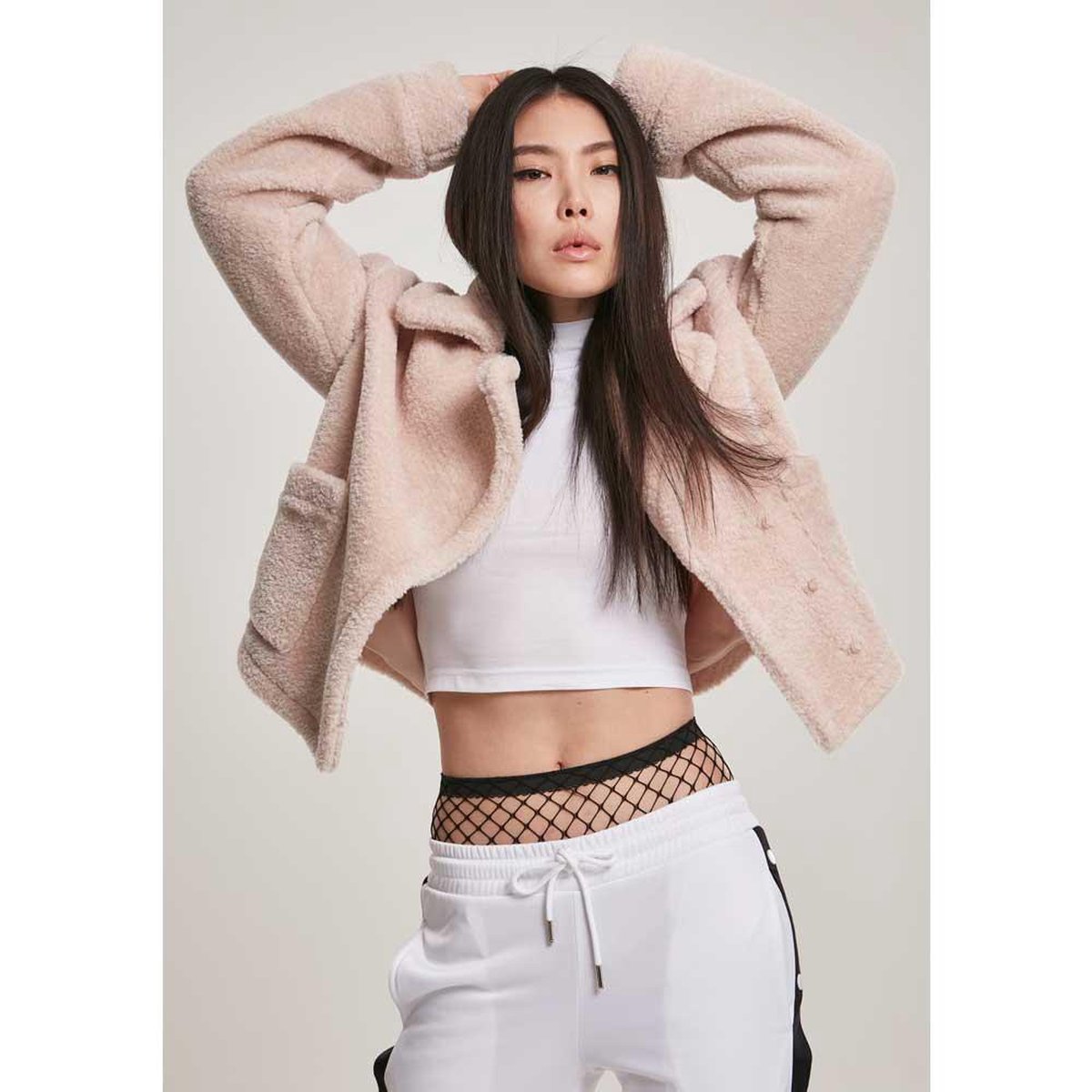 Urban Classics tussenjas sherpa lapel Sand-m