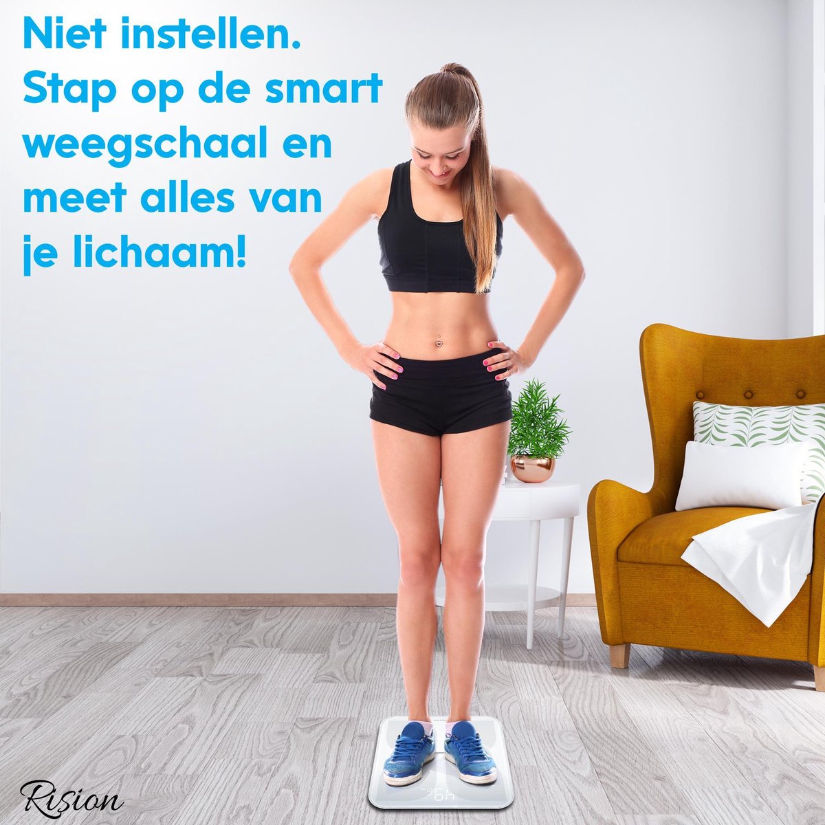 Weegschaal – Smart Personenweegschaal – Slimme Weegschaal Met App – BMI – Vetpercentage - Multifunctioneel - Wit