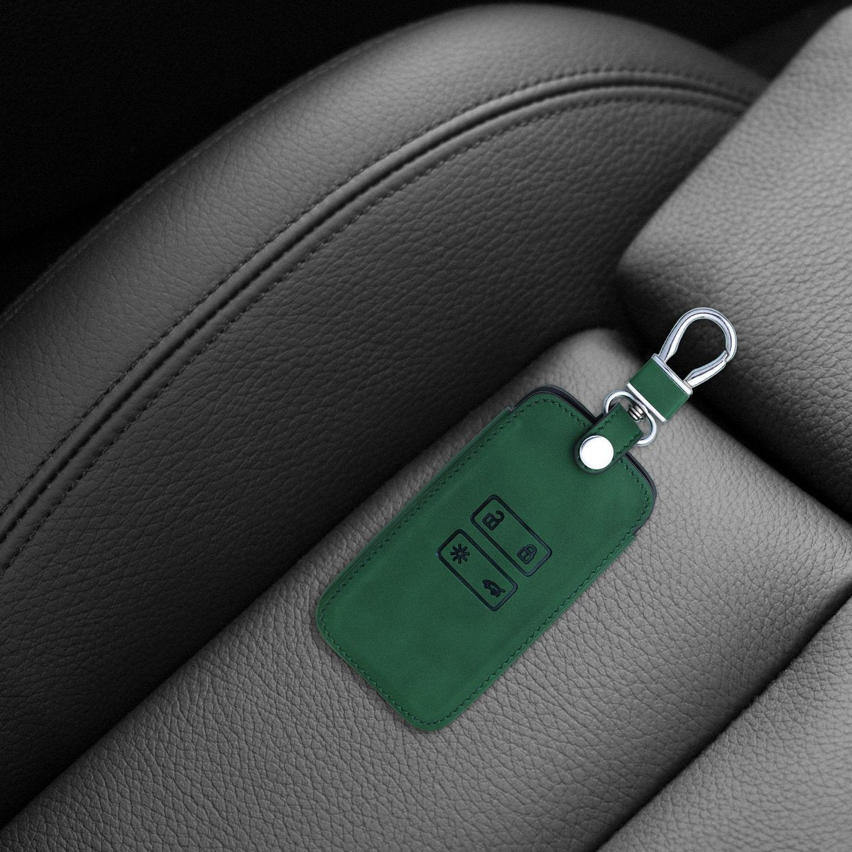 kwmobile autosleutelbehuizing voor Renault 4-knops Smartkey autosleutel (alleen Keyless Go) - Sleutelbehuizing autosleutel - Sleutelhoes in donkergroen