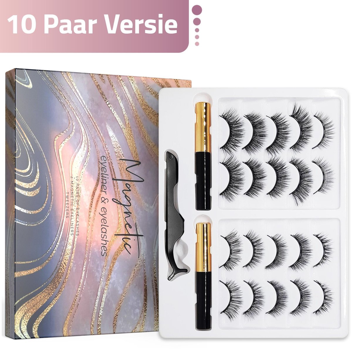 Magnetische Wimpers 10 Paar - Met 2x Magnetische Eyeliner