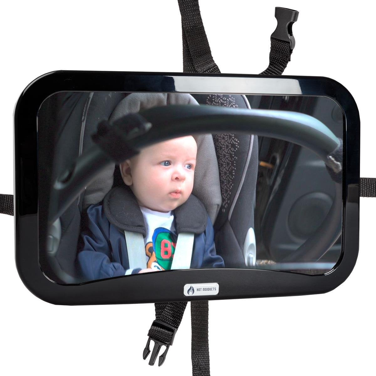 Autospiegel baby - verstelbare spiegel hoofdsteun autostoel achterbank - veiligheidsspiegel - baby en kids - 19 x 30cm - 360 graden draaibaar - zwart