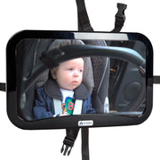 Autospiegel baby - verstelbare spiegel hoofdsteun autostoel achterbank - veiligheidsspiegel - baby en kids - 19 x 30cm - 360 graden draaibaar - zwart