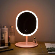 Oplaadbare makeup spiegel met 3 verschillende lichtinstellingen touchscreen bediening.