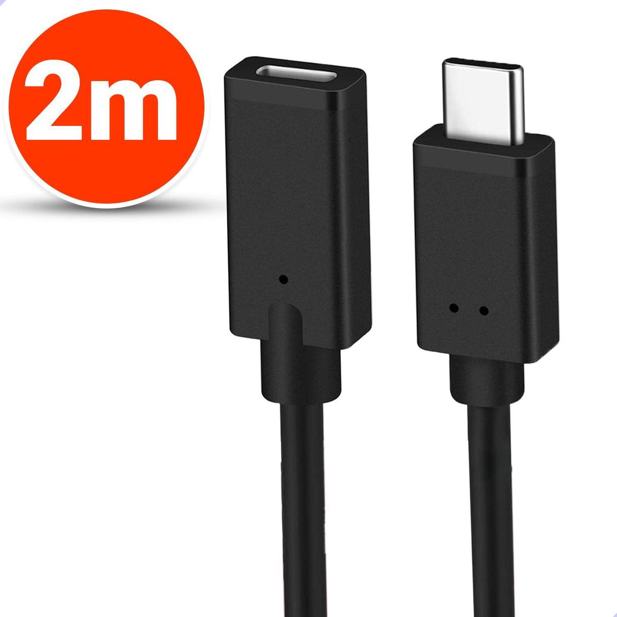 USB-C 3.1 Verlengkabel - 2 Meter - Ondersteund 4k - USB type C - Female naar Male adapter kabel - Data + Opladen