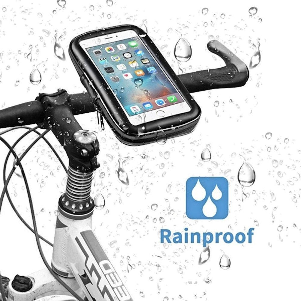 Waterdichte mobiele telefoon fiets houder motorfiets stuurhouder - zwart