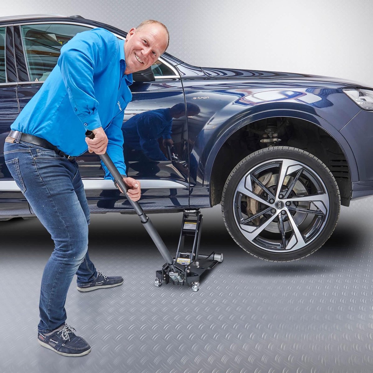 Datona® Aluminium garagekrik - 2 ton - Mat Zwart