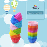 Silicone cupcake vormpjes - 24 Stuks Pack - Ø7 cm - Cicon Muffin cakejes bakvorm - Cupecakevorm / Muffinvorm / Mini cake bakvormpjes - Hittebestendig voor in de oven