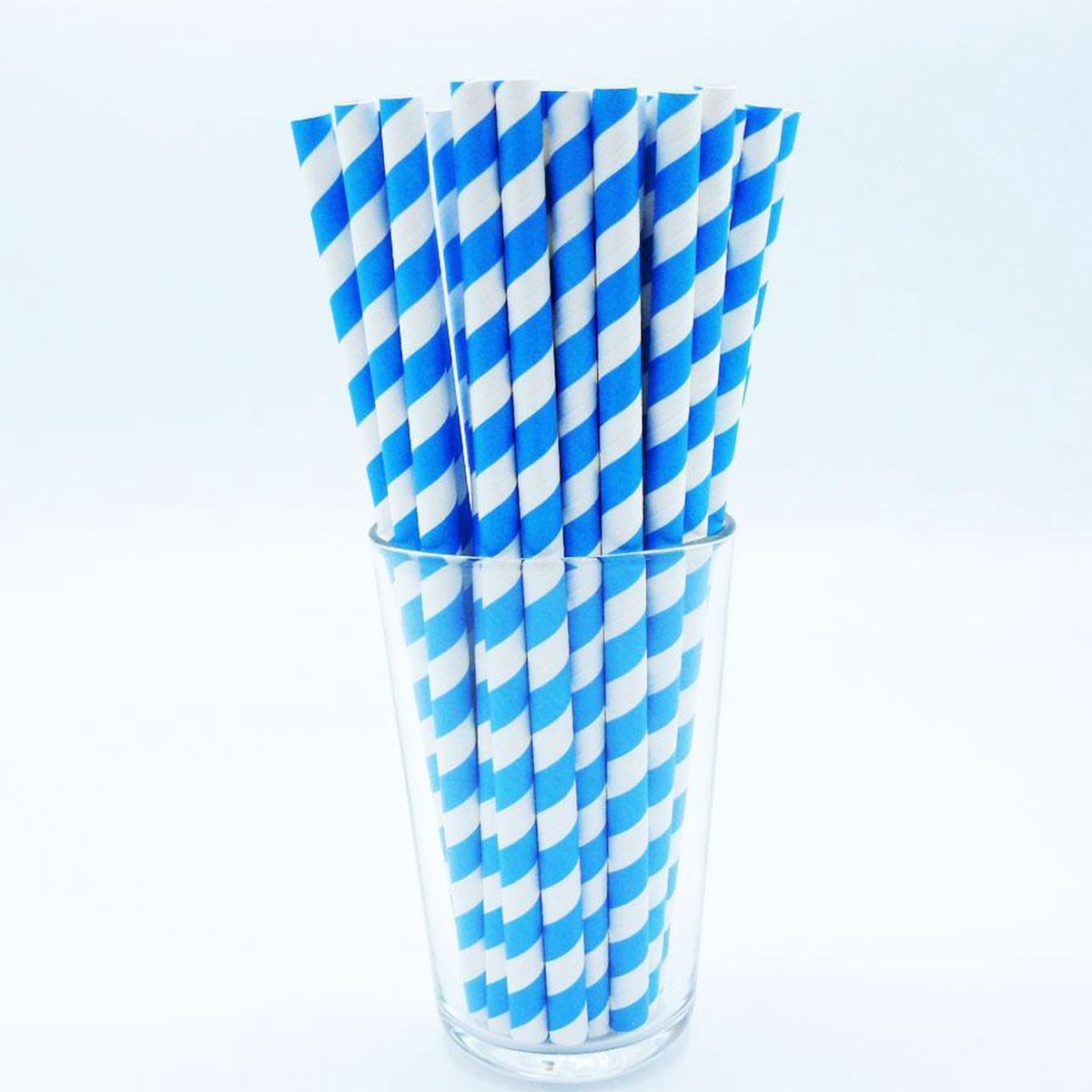 Doodadeals® | Papier Rietjes Zuurstok | Blauw met Wit | Paper Straws | 25 stuks | 20 cm