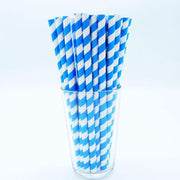 Doodadeals® | Papier Rietjes Zuurstok | Blauw met Wit | Paper Straws | 25 stuks | 20 cm