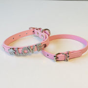 Hondenhalsbanden Leer - 2 Stuks - Strass - Roze - 19.5 Tot 27.5 CM Halsbreedte - Voor Middelgrote Honden