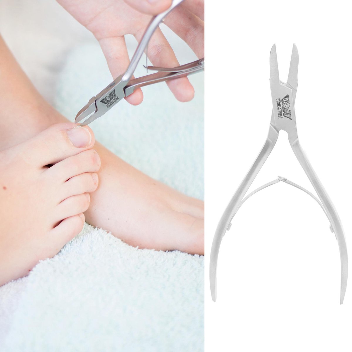BeautyTools Diabetes Nageltang/Nagelknipper Voor Harde Teennagels - Pedicure – Afgeronde Punt – Ergonomische handvat - 17 mm Rechte Bek (NN-1826)