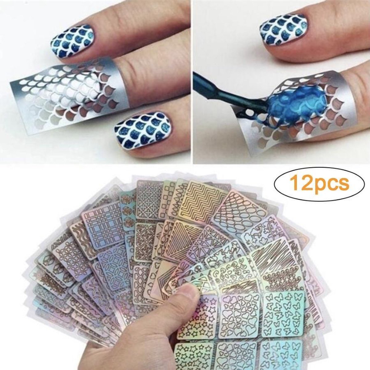 GUAPÀ - Nail Art Nagel Sjabloon Stickers 12 vellen - Zelfklevende Nagelstickers & Nageldecoratie