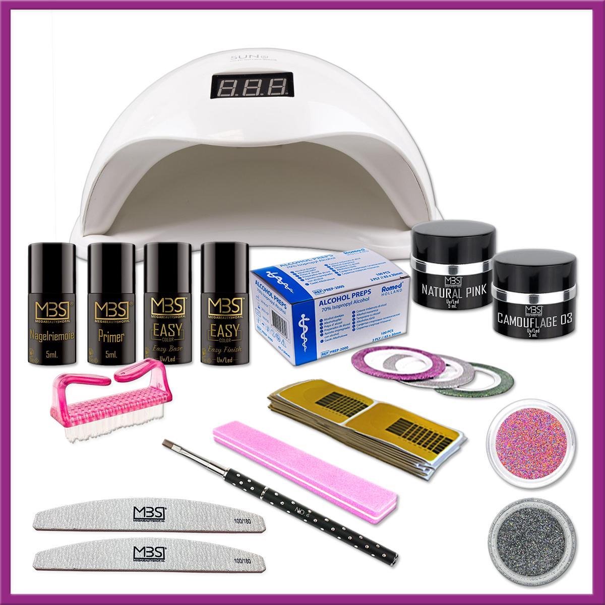 Uv gel startpakket met Sun5 lamp - 48watt - Starter Kit Set -Gelnagels Starterspakket MBS®