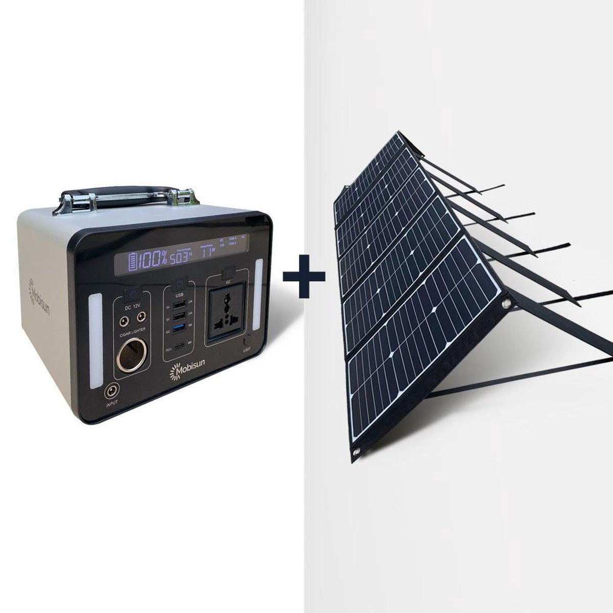 Portable power station 500Wh + opvouwbaar 100W zonnepaneel bundel | Mobisun