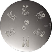 KONAD stamping plates M23 met 7 nagel figuurtjes.