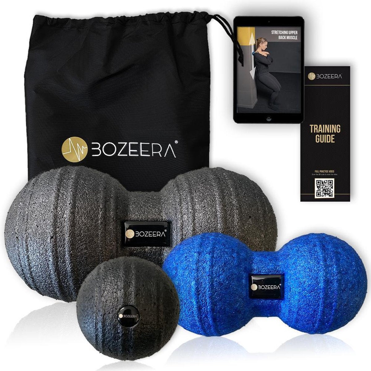 MASSAGEBAL 8CM / DUOBALL MASSAGEBAL 12CM / DUOBALL MASSAGEBAL 8CM - Triggerpoint Bal Set / Peanut Ball Set – Incl. GRATIS Video-handleiding