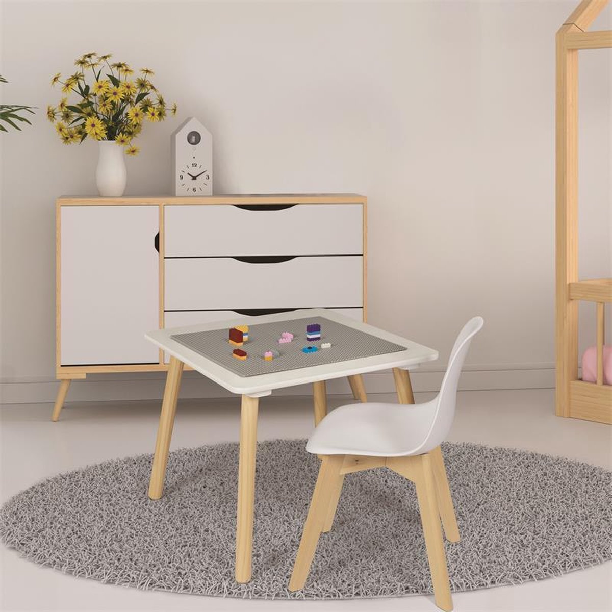 Lego Kindertafel - Bouwtafel - Kindertafel met opbergruimte - Knutseltafel - Tekentafel - tafel met bouwplaten-grondplaat geschikt voor LEGO®