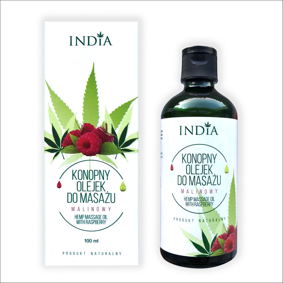 India Cosmetics Natuurlijke massage olie - Framboos