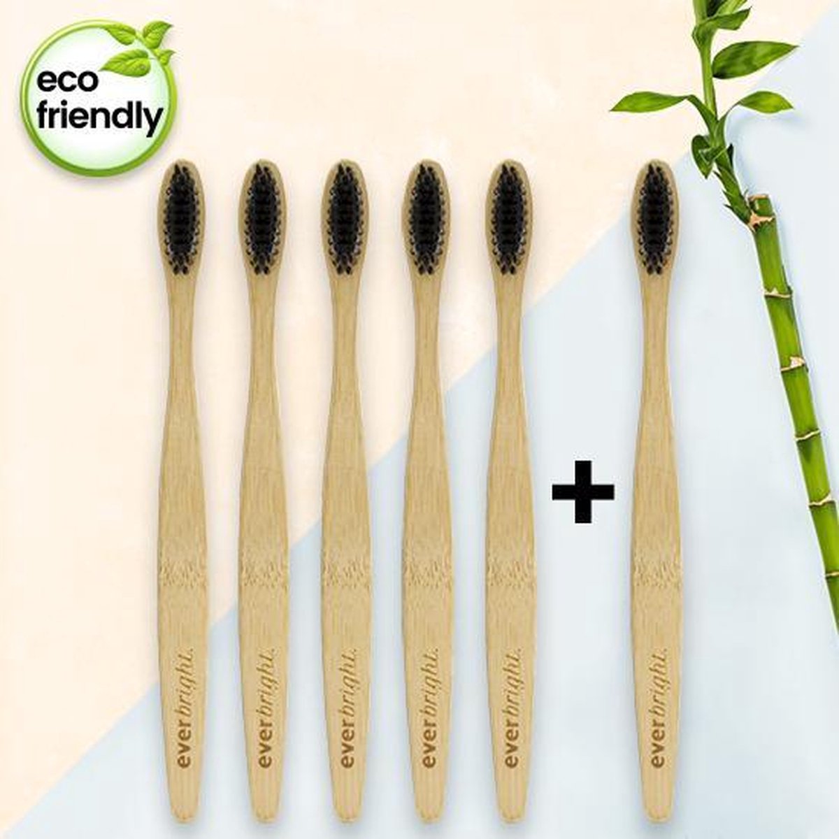 Bamboe Charcoal tandenborstels - 5+1 GRATIS  - Zacht/Medium - ook voor gevoelig tandvlees - 100% eco-friendly