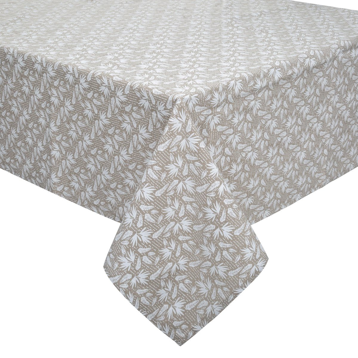 Atmosphera Tafelkleed Kadi Palm - 150 x 250 cm - 100% katoen - Linnenbeige - Blaadjes