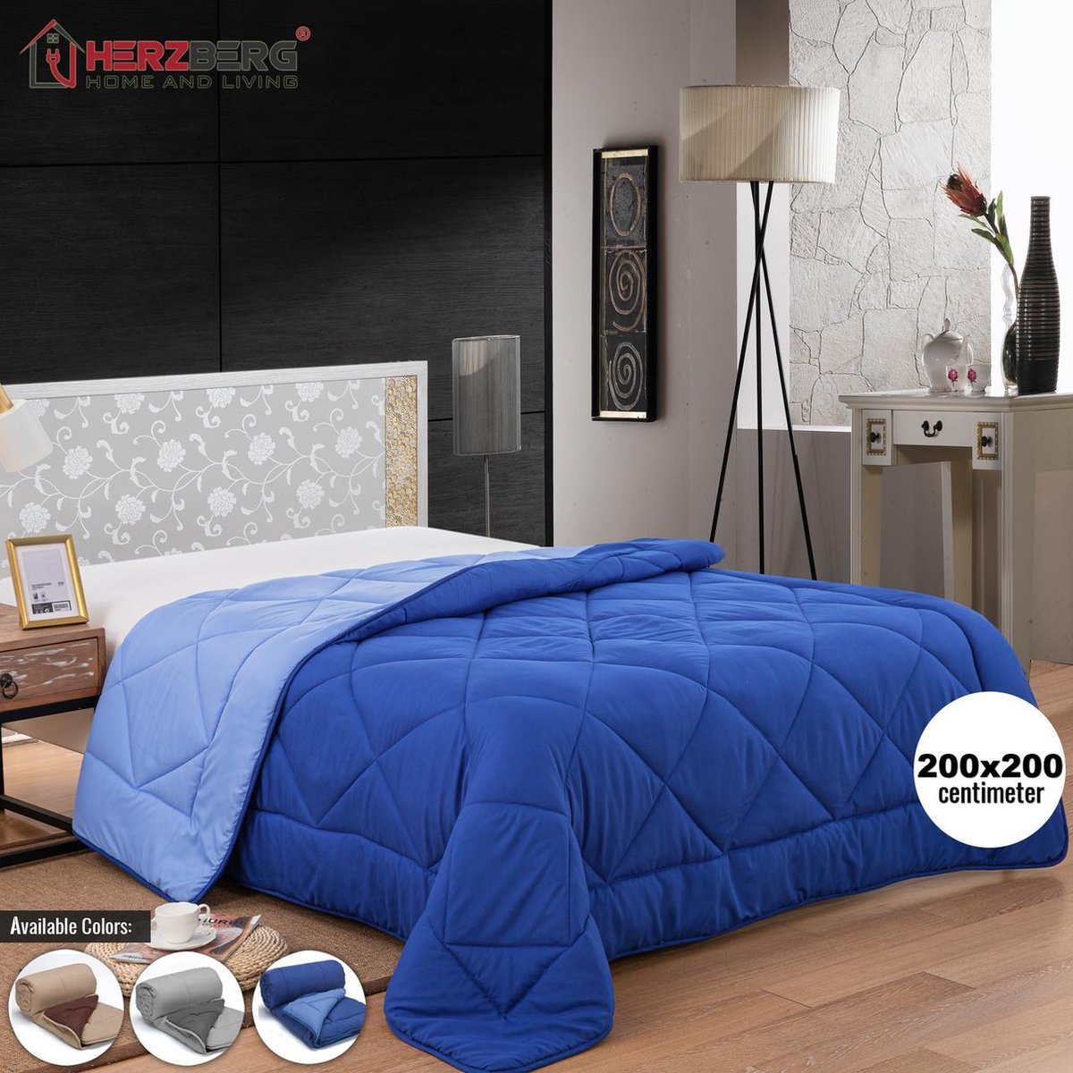 Herzberg HG-2020BCO: Hotelkwaliteit Microfiber Dekbed - 200x200cm - bruin