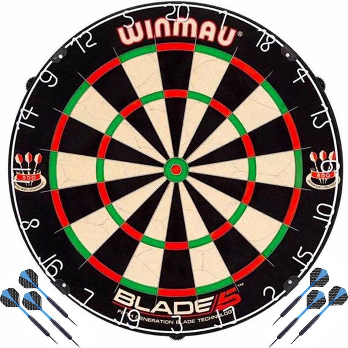 Winmau Blade 5 + 2 Sets Black Brass