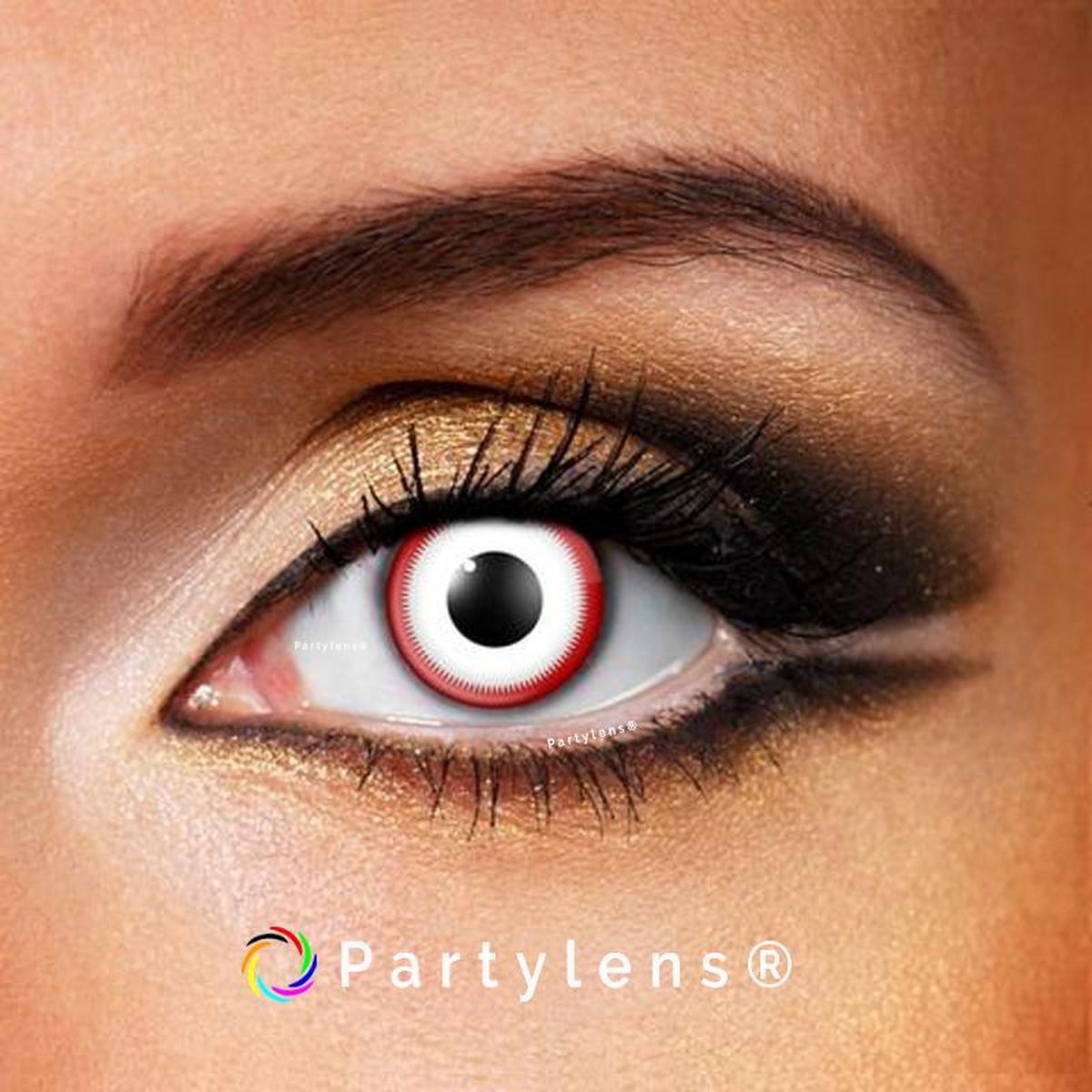 Partylenzen - Red Sawblade - jaarlenzen met lenshouder - kleurlenzen Partylens®