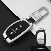 Auto Lichtgevende All-inclusive Zinklegering Sleutel Beschermhoes Sleutel Shell voor Hyundai A Stijl Smart 3-knops (Zilver)