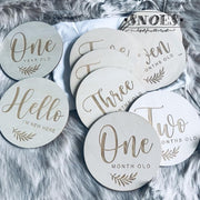 Snoes * Houten Mijlpaalkaarten* Leaf * Bijzondere baby mijlpalen Set Leaf Milestone cards * Baby shower* Geboorte * Gender reveal Kado Geboorte Kraam Cadeau * Mijlpaalkaart Hout 10 cm