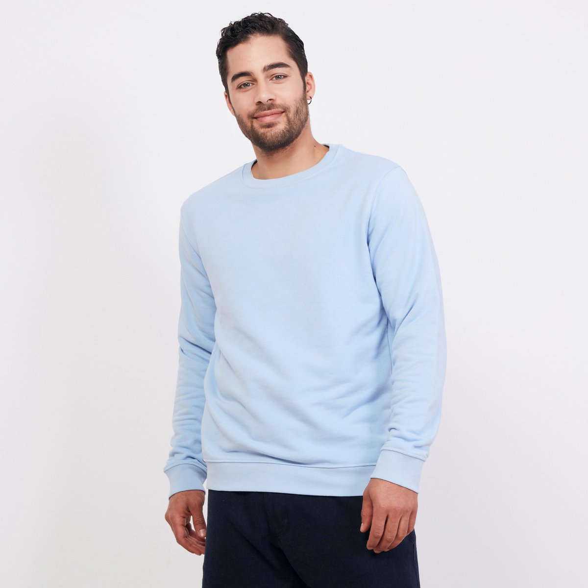 ULTRAMARINE Trui Heren met Ronde Hals van 100% Katoen - Sweater Heren met Lange Mouwen - Truien Heren Volwassenen - Sweatshirt Heren - Longsleeve Heren - Pullover Mannen - Lichtblauw - M