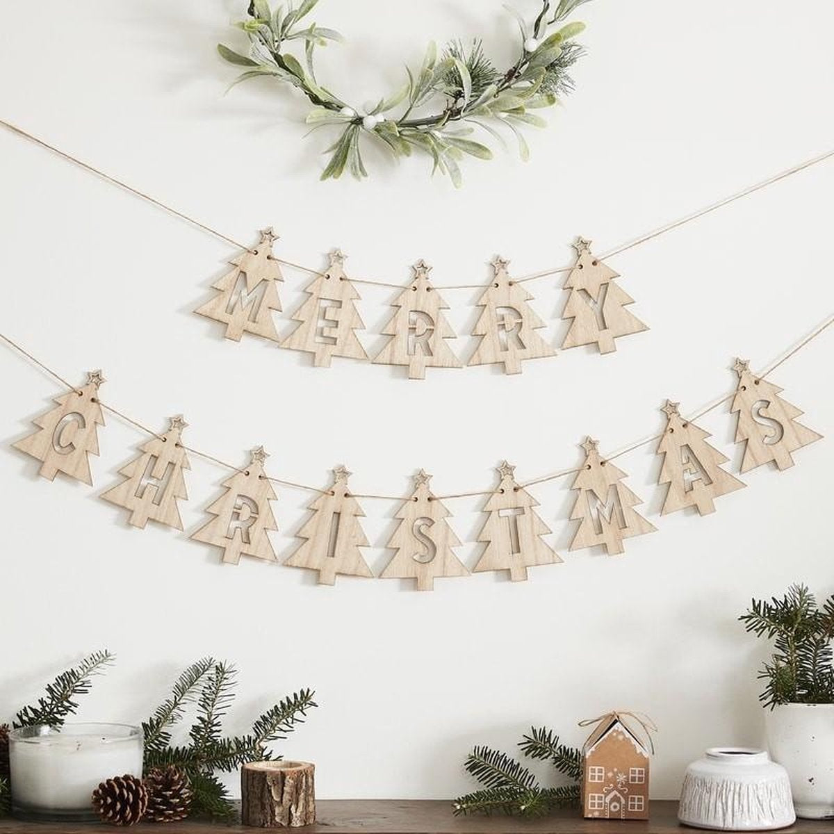 Merry Christmas houten slinger | Kerstmis slinger 3