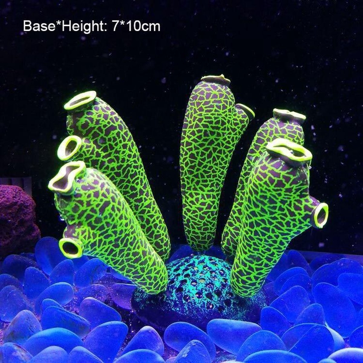 Dierplezier - Aquarium decoratie - Koraal - Kunstplant Aquarium Fluo - Planten voor aquarium - Mooie neon planten –Planten zee tube 5 planten - Aquariumdecoratie - Aquariumversiering - Benodigdheden aquarium – 7 cm x 11cm