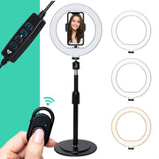 LURK® Ringlamp Ring Of Light 8" Compact Table - Professionele LED ringlamp set compleet met statief - Ring Lamp traploos dimbaar 3200 tot 5600K – fotostudio en beauty licht – Tafelmodel voor smartphone