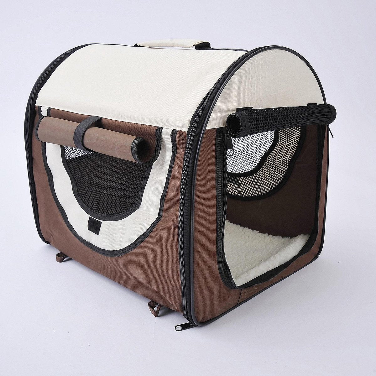 PawHut Honden transporttas opvouwbaar bruin/crème maat M 61 x 46 x 51cm