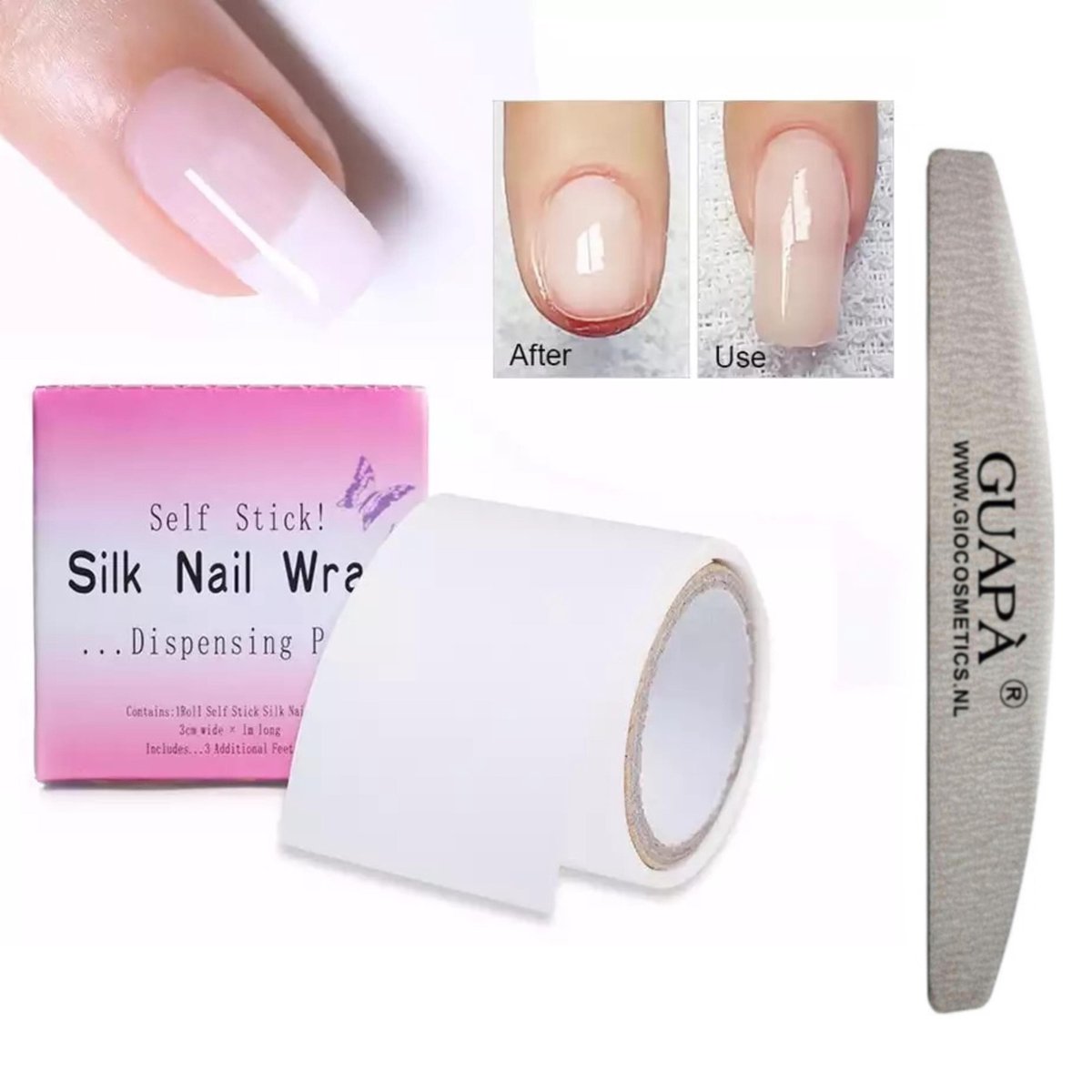 GUAPÀ® Fiberglas voor ingescheurde nagels | Gespleten nagels | Nagelherstel Tape | Nagel Folie | Nepnagels