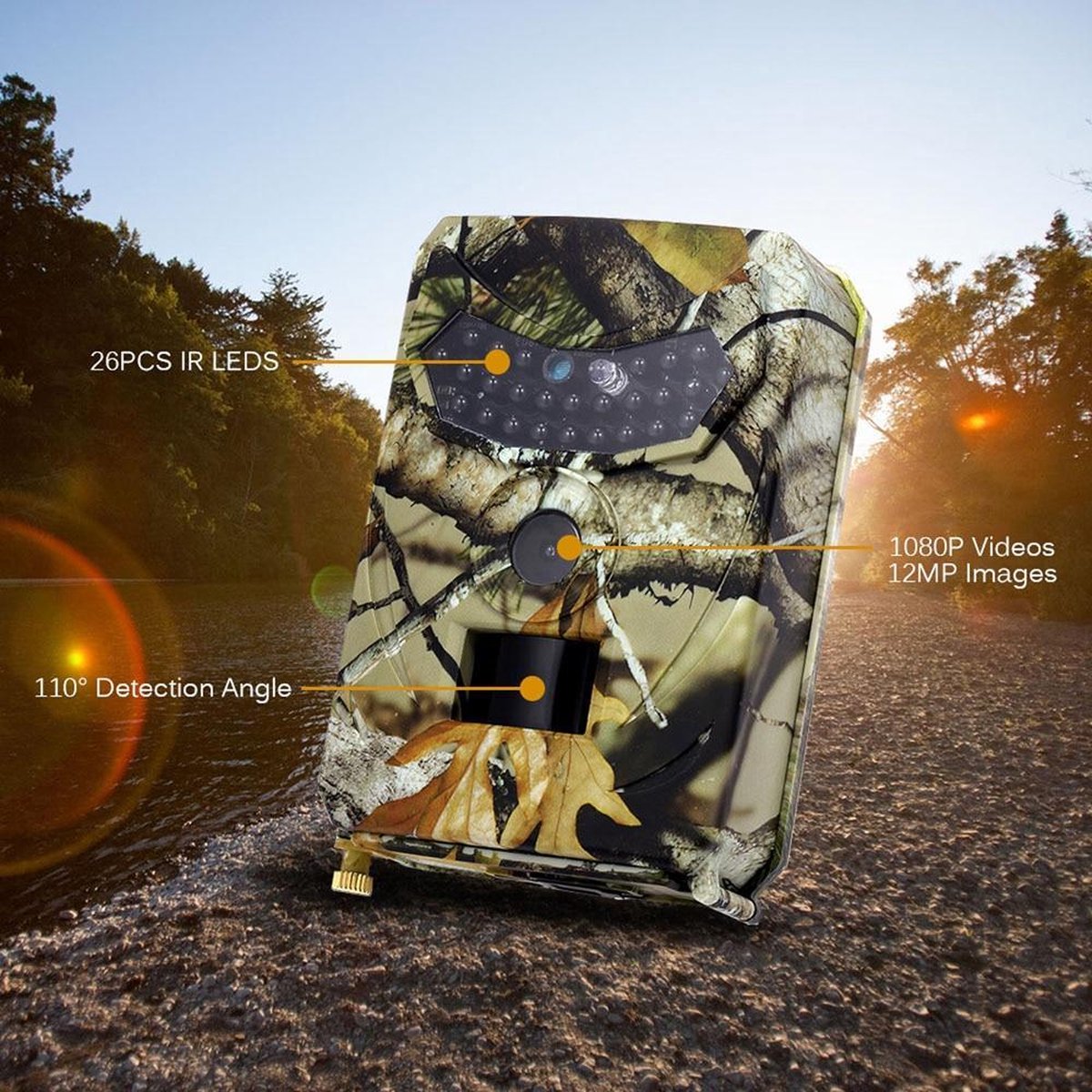 Wildcamera met nachtzicht - Wildlife camera - Voor buiten - Met sensor - PR-100 12Megapixel Jacht Camera