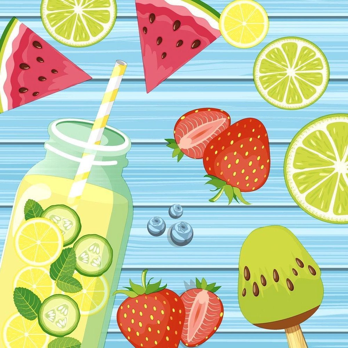 Duni Servetten Summer Fruits 3-laags 33 X 33 Cm Papier 20 Stuks