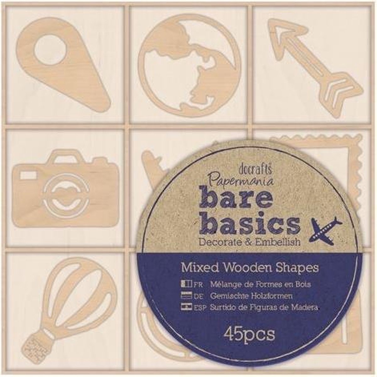 Houten vormen(45  stuks) - Bare Basics - Reizen