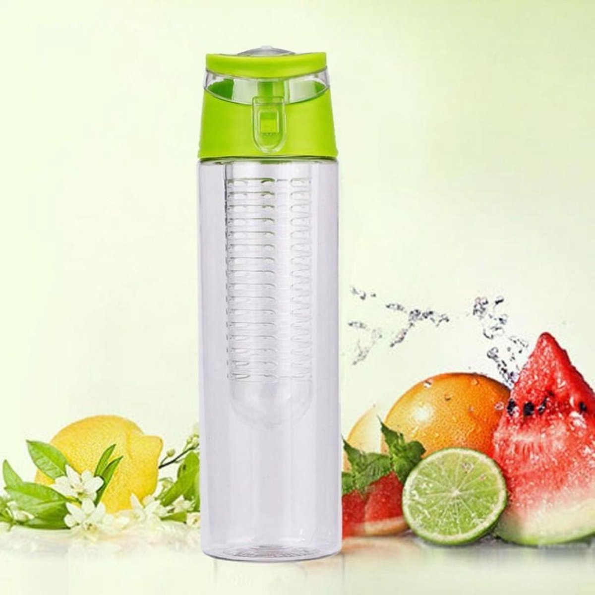 Luxe Fruit Infuser - Fruitwater Fruit Filter Fles - Fruitfilter Sport Fles - Drinkfles Met Antilek Dop - Waterfles - Watter Bottle Met Fruitinfuser - BPA Vrij - 700ml - Groen