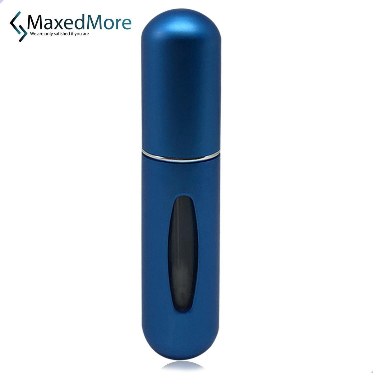 MaxedMore Navulbare Parfumverstuiver 5ml Blauw - 65 Keer Spraybare Parfum Verstuiver - Hervulbaar Tasverstuiver voor Parfum - Meeneem Mini Geur Flesje voor op Reis - Lipstick Formaat Navulbaar Parfumflesje