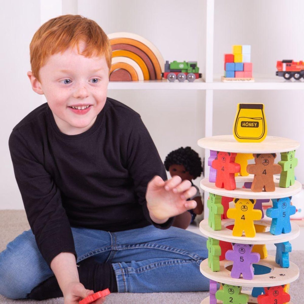 Bigjigs Houten Spel Vallende Teddyberen / Houten Toren Vallende Beren
