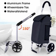 Trolley voor Boodschappen – Stevige Opvouwbare Boodschappentrolley Handige Traploper – Ruime Trolley Wagen met Tas – Zwart
