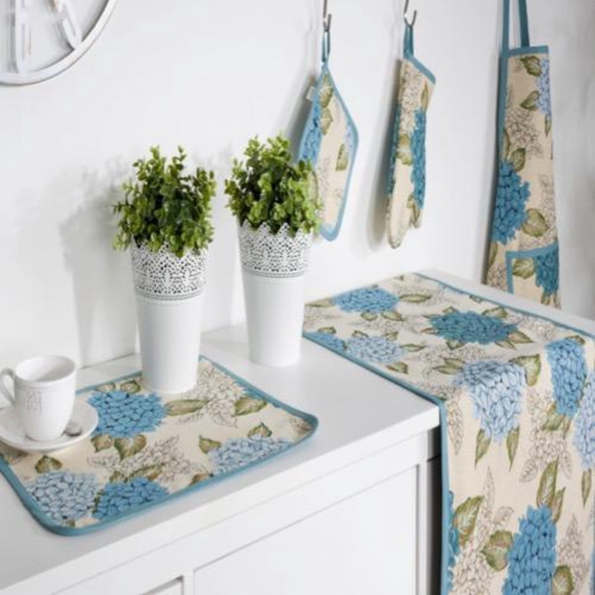Tafelloper - luxe gobelinstof - Hortensia - Loper 100 x 40 cm