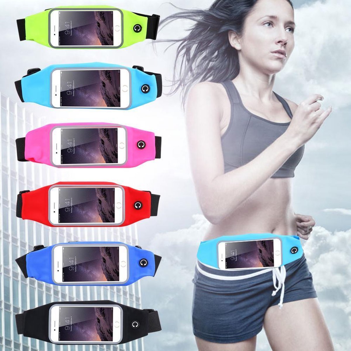 Waterproof runningbelt/waterproof heupband voor iphone 6/7/8. Rood