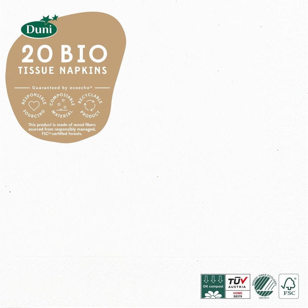 Duni Servetten Bio 3-laags 33 X 33 Cm Papier Wit 20 Stuks