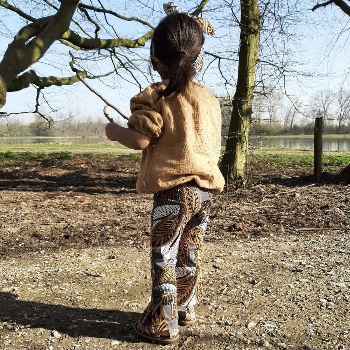 tinymoon Meisjes Blouse Metallic Flakes – model Balloon – Camel – Maat 122/128