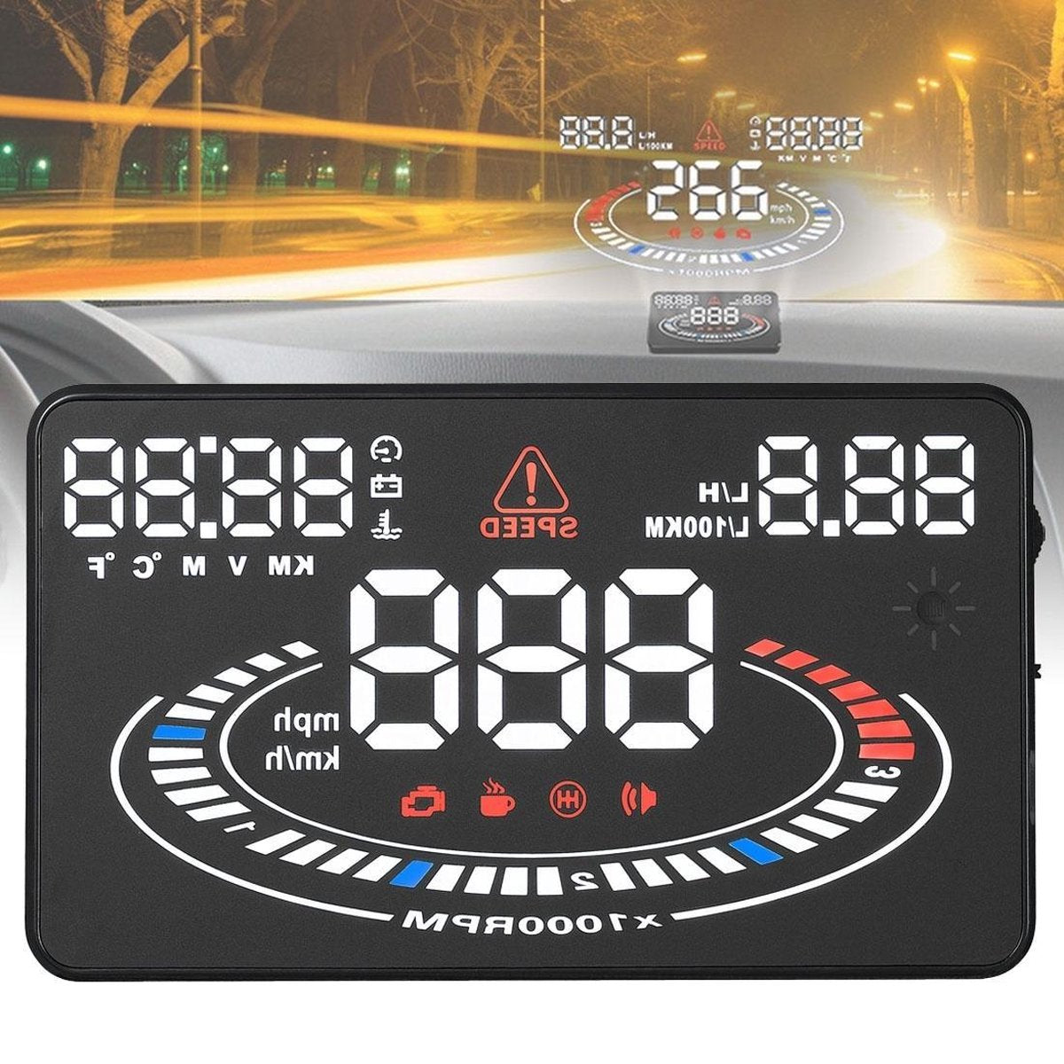 E300 5.5 inch auto OBDII / EUOBD HUD voertuig gemonteerde head-up weergave beveiligingssysteem