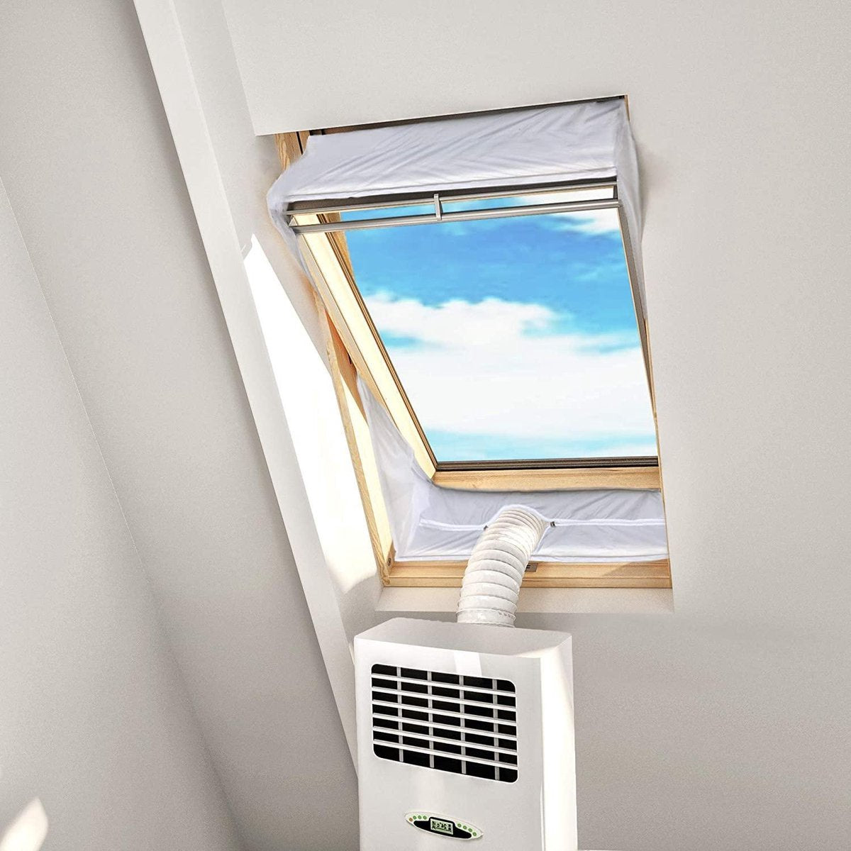 Centraal Pivot Dakraam Afdichting Set voor Mobiele Airconditioning en Wasdrogers - Werkt met Elke Mobiele Airconditioning - voor Raamomtrek van 311 tot en met 390cm (190cm x2)
