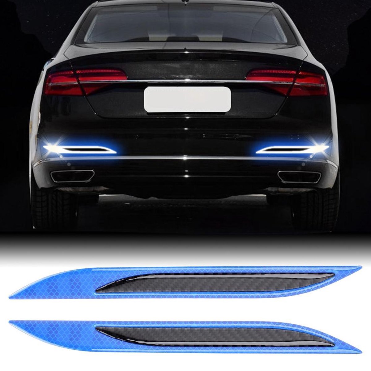 2 STUKS Carbon Car-Styling Achterbumper decoratieve strip